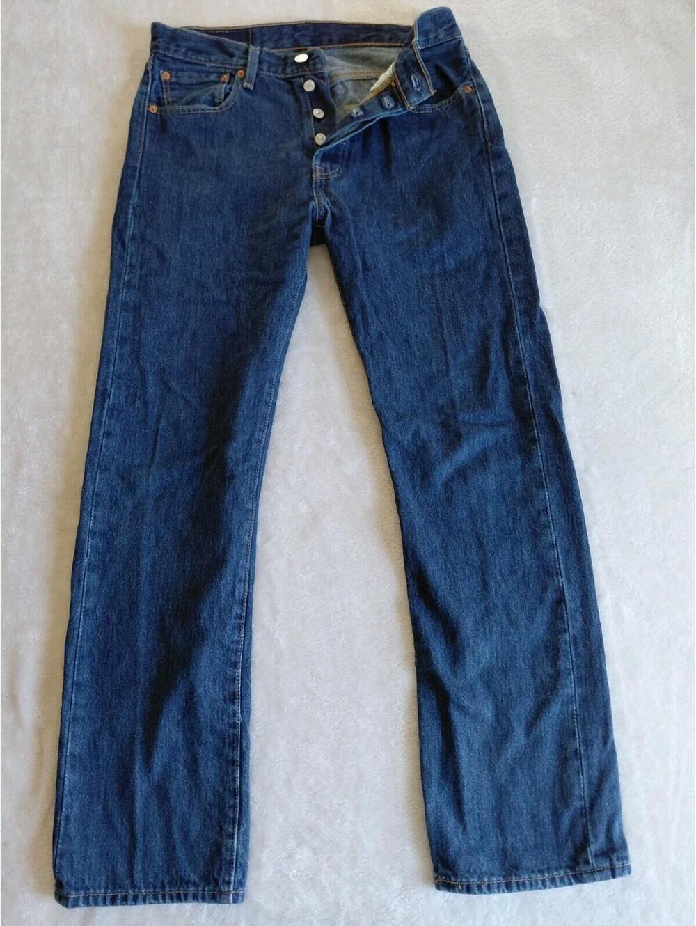 Levis 501 Mens Jeans Button Fly 30x30 Blue Denim Dark Wash